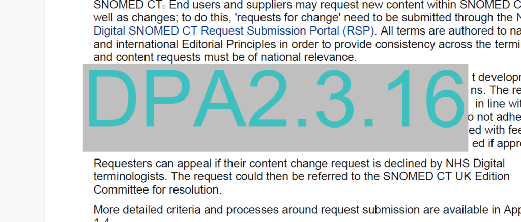 Example of a redaction mark